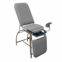 Metal Solution - Mesa Maca Exame Ginecológica Clínico GO Gaveta Inox Cinza