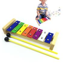 Metalofone Xilofone Infantil 8 Notas Rítmica Colorido MXP-8P