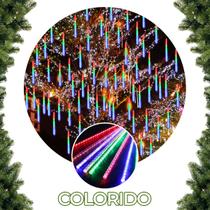 Meteoro Cascata 8 Tubo 2m Colorido Led Bastão Chuva Luz Pisca Natal Merry Christmas Apartamento temporada Ação de graças familia loja faixada - JDK Elétrica e Iluminação