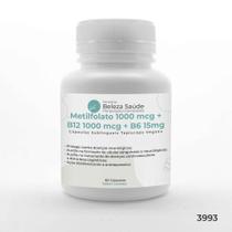 Metilfolato 1000 + B12 1000 + B6 15Mg : Sublingual 60 Caps - Beleza Saúde