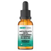 Metilfolato 1mg + Metilcobalamina 1mg + Vit B6 15 mg + Vit B1 1000 mcg + Vit B2 500 mcg Gotas Cabelos Brancos Vegan 80 Doses (20ml) - FSL FARMA