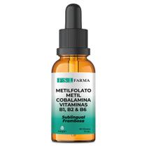 Metilfolato 5mg + Metilcobalamina 1mg + Vit B6 15 mg + Vit B1 1000 mcg + Vit B2 500 mcg Gotas Cabelos Brancos Vegan 80 Doses (20ml)