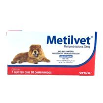 Metilvet 20mg Anti-inflamatório AnalGésico Cães Gato - 10 Cp - Vetnil