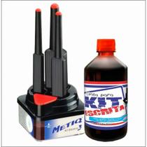 (metiq) kit c/3 pinceis + tinta kit escrita 500ml vermelho base de álcool