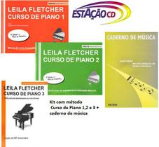 Método Curso de Piano 1,2 e 3+Caderno Música-Leila Fletcher