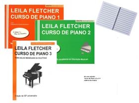 Método Curso de Piano 1,2 e 3+Caderno Música-Leila Fletcher
