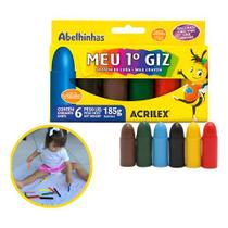 Meu Primeiro Giz Acrílex Grande Bebê Criança 6 Cores Colorido