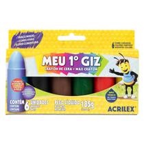 Meu Primeiro Giz de Cera Acrilex - 6 Cores, 185g, Jumbo