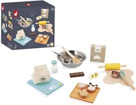 Meu Primeiro Kit de Confeitaria 19 Peças Brinquedo Lúdico e Educativo Madeira