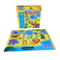 Meu Primeiro Quebra cabeça Infantil Gigante Bichos Brinquedos Educativos Madeira Animais Bate Bumbo Criança 2 anos Meu Primeiro Quebra cabeça Infantil Gigante Bichos Brinquedos Educativos Madeira Animais Bate Bumbo Criança 2 anos