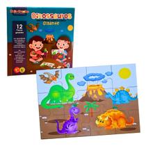 Meu Primeiro Quebra-cabeça Infantil Gigante Dinossauros Brinquedo Educativo Madeira - Bate Bumbo - 2 anos