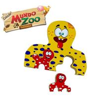 Meu Primeiro Quebra Cabeça Polvo Mini Kids Zoo Bichos Educativo