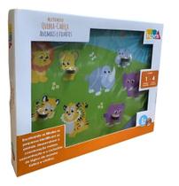 Meu Primeiro QuebraCabeça Infantil Educativo Animais Filhotes Madeira Reflorestada