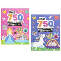 Meus 750 adesivos brilhantes (livro de colorir) - 2 vol: princesas + unicórnios