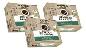 Mexedor Bambu Inoven Cafe Bebidas 11 Cm 500 Unidades Kit 3