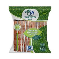 Mexedor de bambu para café embalado individual pacote com 200 unidades - Theoto