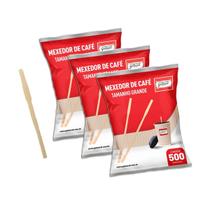 Mexedor Palheta De Madeira Para Café 15Cm 500U Kit 3