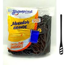 Mexedor Preto Grande Para Café Drink Strawplast 11cm 240 Unidades