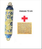 Mezuzá Judaico Luxo AZUL COM PRATA + Pergaminho - Importada De Israel - HOLY LAND