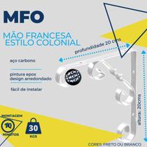 MFO2020 MAO FRANCESA COLONIAL 20CM. Suporte com design colonial em L de aço carbono com 200x200x13mm. Espessura 2,5mm. (