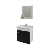 Mgm - armário iris 44 cm c/ espelheira - branco/preto