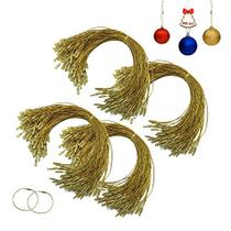 MianBiz Ornament Hooks String com Snap Fastener, Árvore de Natal Decorando Cabide Cordas-Poliéster Tag Fio ornamento de corda para a decoração de natal Pendurado(400, ouro)