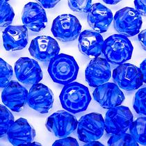 Miçanga Balão Facetado Passante Acrílico Azul Transparente 15x18mm 10pçs 25g
