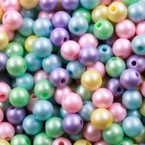 Miçanga Bola Candy Fosca Passante Colorida 08mm em Plastico com 40 peças
