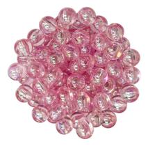 Miçanga Bola De Sabão Translucida Rosa Bebe Irisada 8mm 100g
