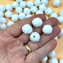 Miçanga Bola Facetada Branca 21mm 20pçs Bijuterias Arte 40g Miçanga Bola Facetada Branca 21mm 20pçs Bijuterias Arte 40g