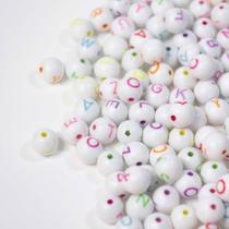 Miçanga Bolinha Letras Coloridas 8MM 210Un 45g Miçanga Bolinha Letras Coloridas 8MM 210Un 45g