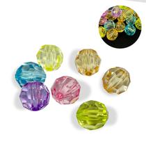 Miçanga Bolinha passante sextavada 8mm em acrílico artesanato infantil montar pulseirinhas 100gr aprox. 400 peças