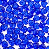Miçanga Botão Coração Facetado Acrílico Azul Transparente 12mm 100pçs 80g