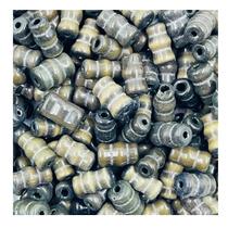 Miçanga Cilindro Olho de Gato Grafite 7x10mm 200pçs Pedra Biju 240g