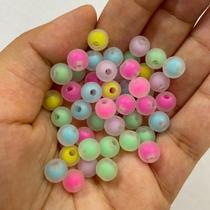 Miçanga Colorida Bola Translucida Fosca Colorida com Miolo Candy 200un Para Fazer Pulseiras Colar