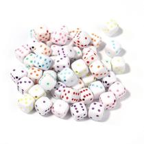 Miçanga Conta no Formato de Dado 8mm Branco com 300 unidades