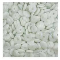Miçanga Contas Branca 9mm 50pçs Bolinhas Achatadas Passante 15g