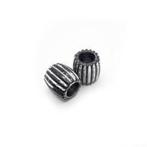 Miçanga Craquelado Preto com Prata Entremeios Plástico 16x15mm 30pçs 50g
