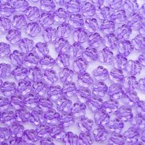 Miçanga Flor Acrílico Roxo Transparente 5 Pétalas 6mm 100pçs 10g Passante