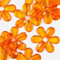 Miçanga Flor Facetada 51mm 5pçs Passante Laranja 6 Pétalas Miçanga Flor Facetada 51mm 5pçs Passante Laranja 6 Pétalas