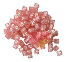 Miçanga Letra Quadrada Rosa 6mm Entremeio 50gr Aprox. 300pcs Miçanga Letra Quadrada Rosa 6mm Entremeio 50gr Aprox. 300pcs