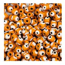 Miçanga Olho Grego 8mm 200pçs Laranja e Branco Madeira Artesanato 36g Miçanga Olho Grego 8mm 200pçs Laranja e Branco Madeira Artesanato 36g