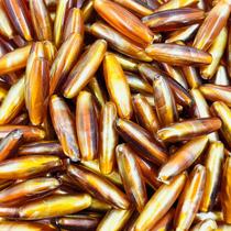 Miçanga Oval Laranja com Dourado 6x19mm 50pçs Passante 25g