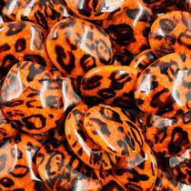 Miçanga Oval Laranja e Preto 22mm 30pçs Pastilha Arte 99g