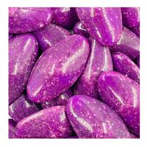 Miçanga Oval Lilás 45x23mm 5pçs Marmorizada Passante Chato 35g