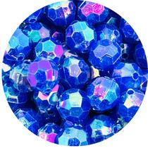 Miçanga Passante Bola Facetada Azul Irisado 10mm 100pçs 60g