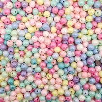 Miçanga Passante Bola Lisa Acrílico Colorido Mix Baby 8mm 10pçs 4g