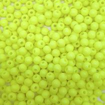 Miçanga Passante Bola Lisa Plástico Amarelo Neon 6mm 100pçs 15g