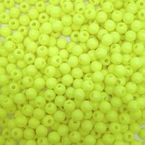 Miçanga Passante Bola Lisa Plástico Amarelo Neon 6mm 500pçs 75g - Macall