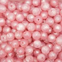Miçanga Passante Bola Lisa Plástico Rosa 14mm 10pçs 18g